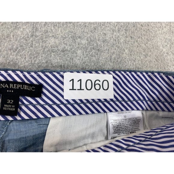 Banana Republic 100% Cotton Flat Front Shorts (Men's 32) Blue - Picture 6 of 12